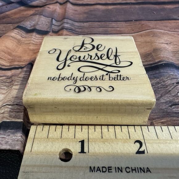 "Be Yourself nobody does it better" Wooden Rubber Stamp Craft Tool Mounted Cards - Picture 7 of 9